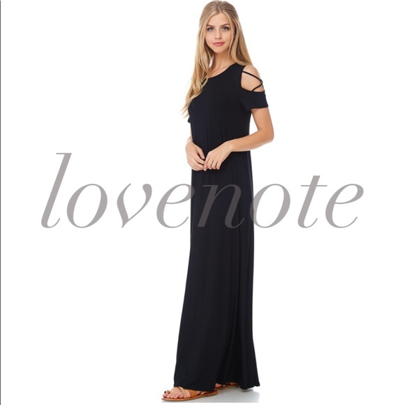 1 left❤️ Maxi Dress Open Cold Shoulder w/ Pockets - Picture 2 of 5